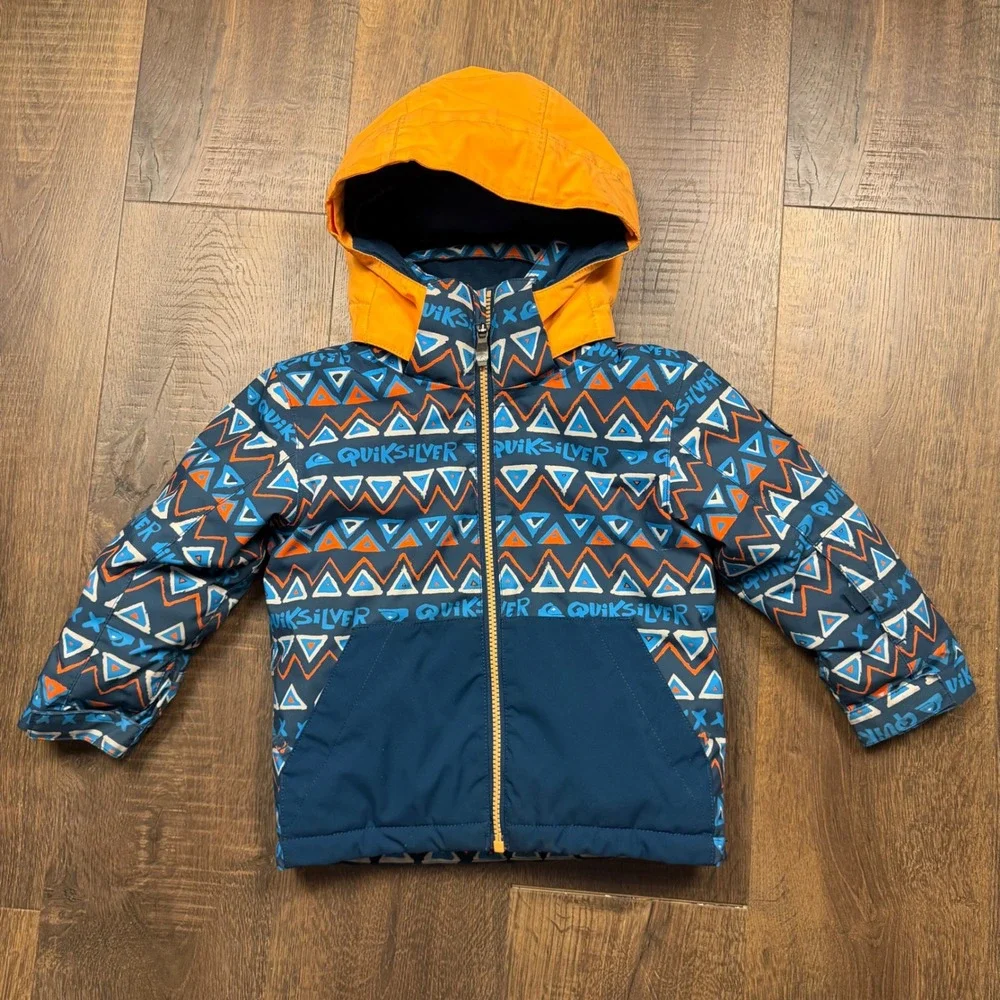 Quiksilver Little Mission Toddler Boys 2T Blue Orange 10K Snow Ski Jacket